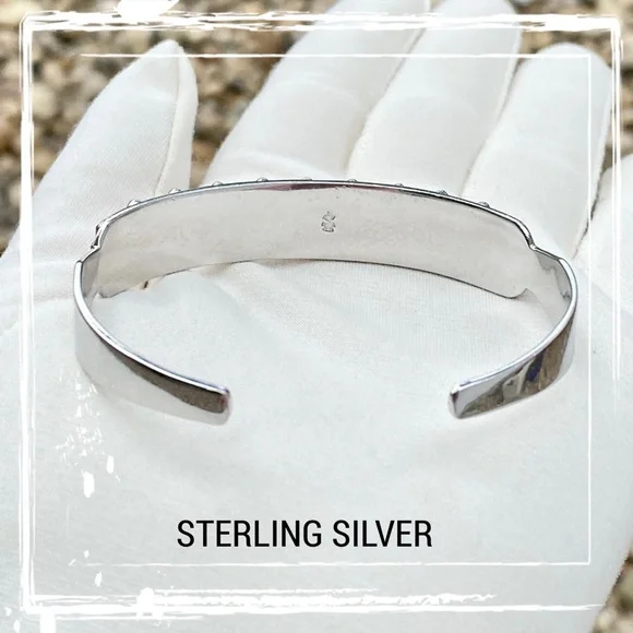 Red Coral Row Sterling Silver Cuff Bracelet - Picture 8 of 11